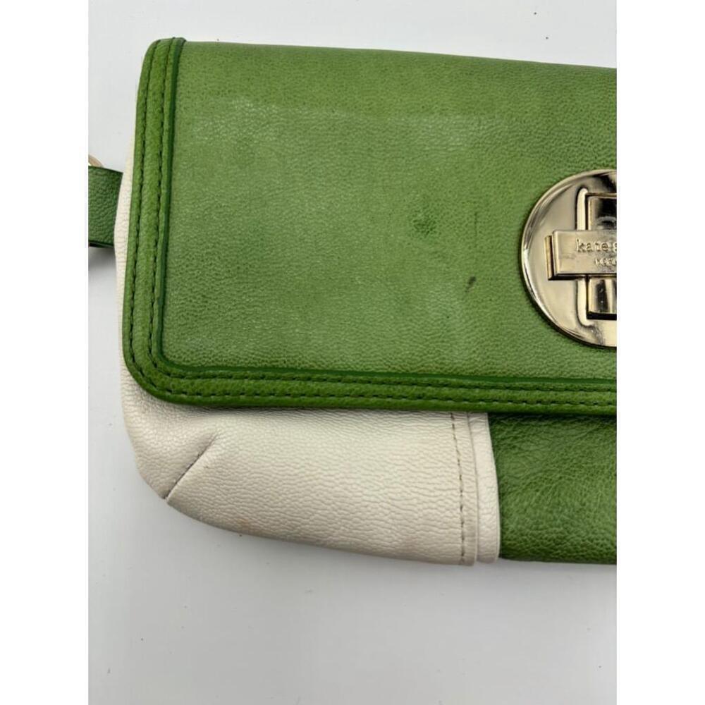 Women's Kate Spade Green and White Leather Clutch - Picture 4 of 15